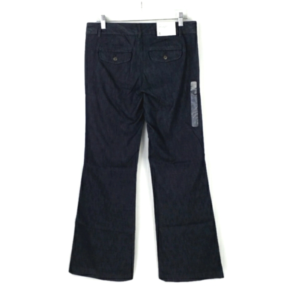 GAP Dark Blue Wash Low Rise Straight Flare Leg Denim Trouser Jeans Womens 8L NWT - Picture 2 of 15